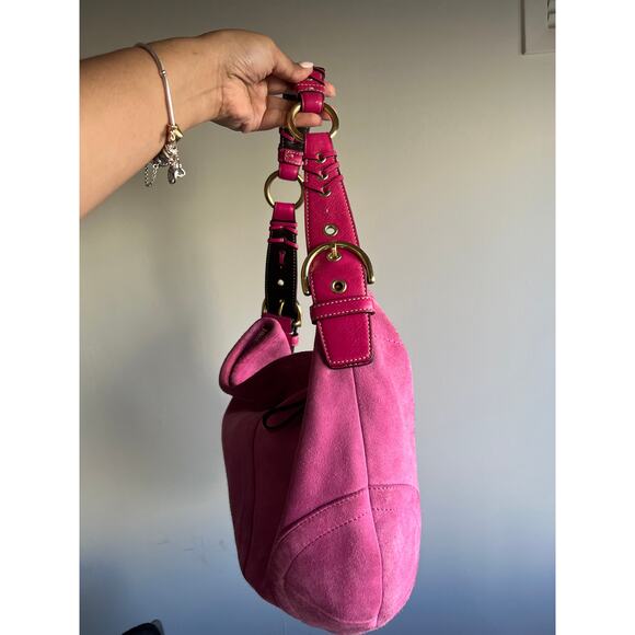 Vintage 2004 Coach Pink Suede Shoulder Bag - Picture 2 of 9
